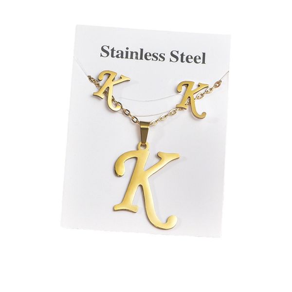 a-z english alphabet stainless steel initial necklace stud earrings jewelry sets alphabet pendant chain letter accessories gifts, Silver
a-z english alphabet stainless steel initial necklace stud earrings jewelry sets alphabet pendant chain letter accessories gifts, Silver