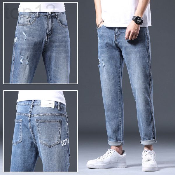 men's jeans designer 2022 spring and summer fashion brand hole breaking korean jeans men's elastic slim fit small foot straight tu, Blue
men's jeans designer 2022 spring and summer fashion brand hole breaking korean jeans men's elastic slim fit small foot straight tu, Blue