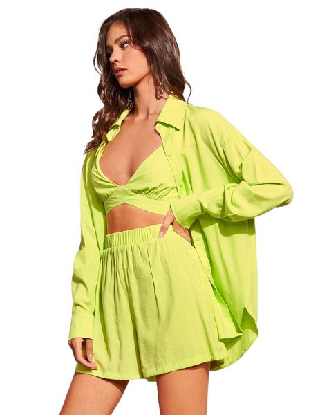 evolu solid drop shoulder shirt without cami 69rr#, White