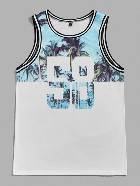 alondra & evelyn x men tropical and number print striped trim tank 51uu#, White;black
alondra & evelyn x men tropical and number print striped trim tank 51uu#, White;black