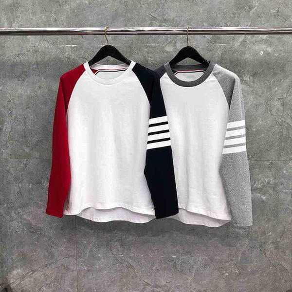 tb thom men's shirt summer fashion brand clothing cotton long sleeve patchwork panelled striped o-neck casual t-shirts, White;black
tb thom men's shirt summer fashion brand clothing cotton long sleeve patchwork panelled striped o-neck casual t-shirts, White;black