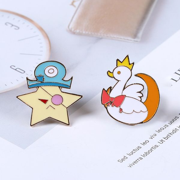 japan south korea sweet star mr. crown moon little swan design metal enamel brooch fun fashion cartoon cute animal badge pin, Blue
japan south korea sweet star mr. crown moon little swan design metal enamel brooch fun fashion cartoon cute animal badge pin, Blue