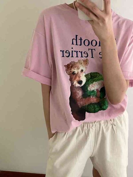 women's t-shirt summer south korea dongdamen dog letter print casual loose round neck short sleeve t-shirt women c9wb, White
women's t-shirt summer south korea dongdamen dog letter print casual loose round neck short sleeve t-shirt women c9wb, White