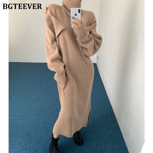 chic turtleneck hollow out women knitted dress long sleeve loose side split female sweater dress vestidos 2021, Black;gray
chic turtleneck hollow out women knitted dress long sleeve loose side split female sweater dress vestidos 2021, Black;gray