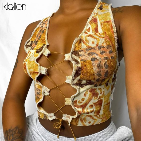 drawstring bandage print hollow out low chest female tank summer casual street vest women fashion club top, White
drawstring bandage print hollow out low chest female tank summer casual street vest women fashion club top, White