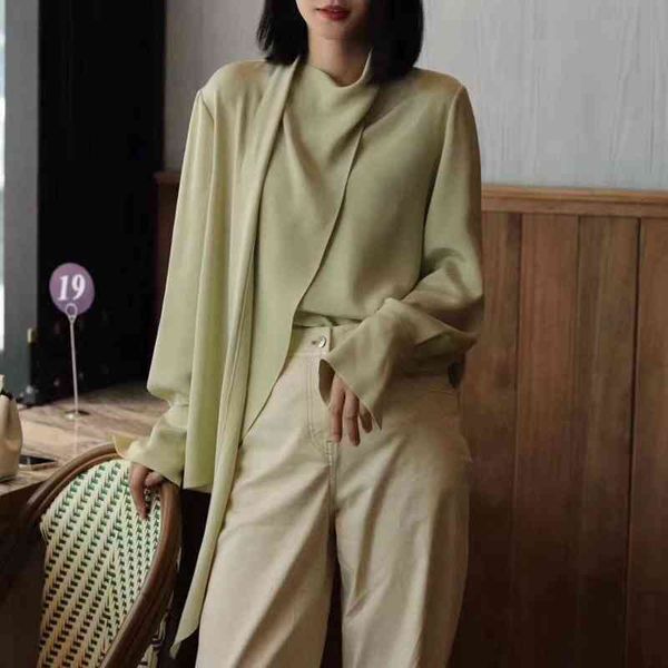 women's polos early spring class a mulberry silk fancy ribbon winding shirt women's, White
women's polos early spring class a mulberry silk fancy ribbon winding shirt women's, White