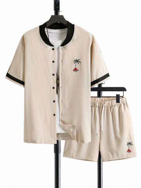 men coconut tree print baseball collar shirt & shorts without tee o1m3#, Gray
men coconut tree print baseball collar shirt & shorts without tee o1m3#, Gray