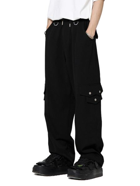 men flap pocket side cargo pants 41xx#, Black 
men flap pocket side cargo pants 41xx#, Black