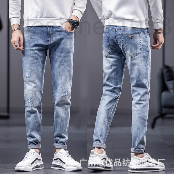 men's jeans designer pierced jeans men's light color elastic small straight tube fashion slim fit autumn and winter worn foot pant, Blue
men's jeans designer pierced jeans men's light color elastic small straight tube fashion slim fit autumn and winter worn foot pant, Blue