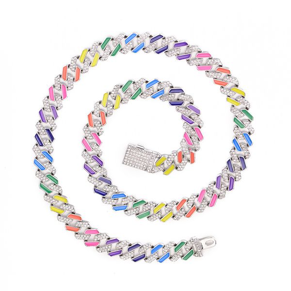 chains 13mm iced out cuban necklace link chain women crystal neon colorful enamel choker suit rainbow bracelet jewelry, Silver
chains 13mm iced out cuban necklace link chain women crystal neon colorful enamel choker suit rainbow bracelet jewelry, Silver