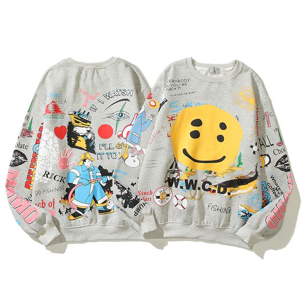 men sweatshirts new graffiti style smiling face multielement loose casual pullover for men and women round neck inside outside wear bottomed, Black
men sweatshirts new graffiti style smiling face multielement loose casual pullover for men and women round neck inside outside wear bottomed, Black