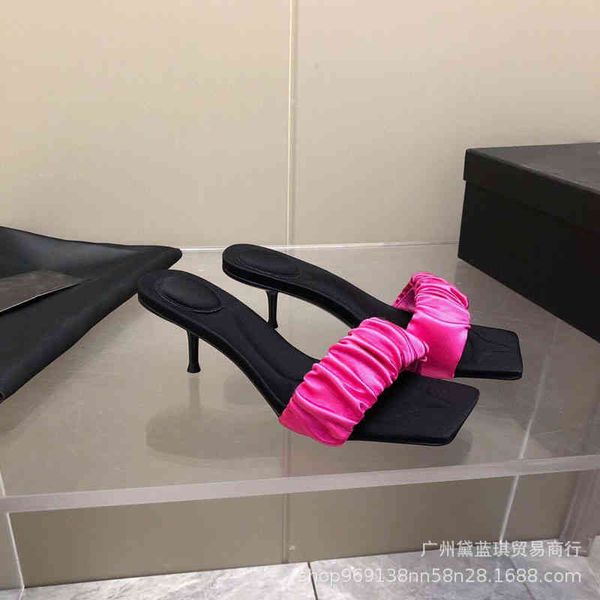 sandals spring silk pleated square head fairy style one-sided open toe high-heeled slippers fashion shoes, Black
sandals spring silk pleated square head fairy style one-sided open toe high-heeled slippers fashion shoes, Black