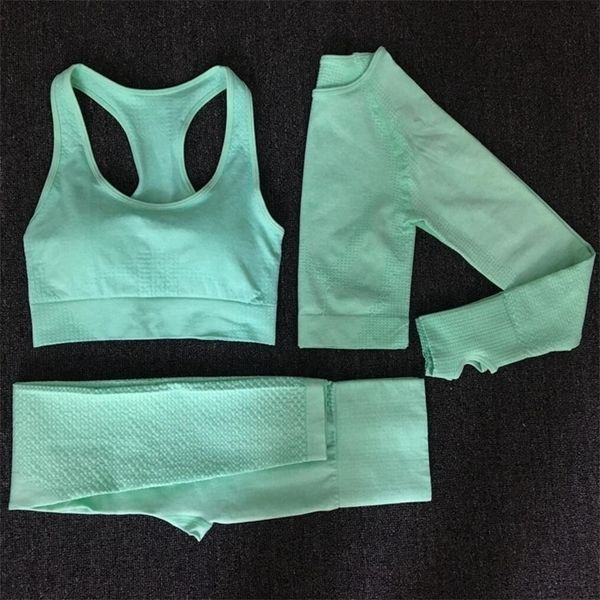 yoga sets seamless leggings bra long sleeves shirt crop women running gym sportswear high waist fitness sports bra pant suit t200115, Gray
yoga sets seamless leggings bra long sleeves shirt crop women running gym sportswear high waist fitness sports bra pant suit t200115, Gray