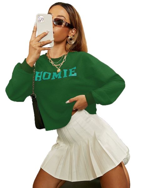 letter graphic drop shoulder pullover h3cv#, Black