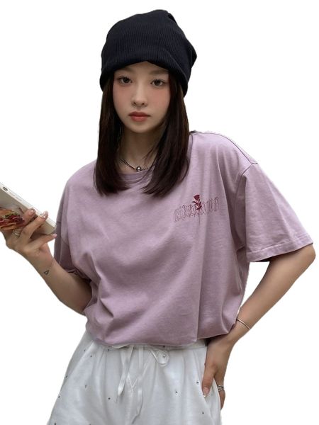 dazy floral & letter graphic drop shoulder tee 41g2#, White