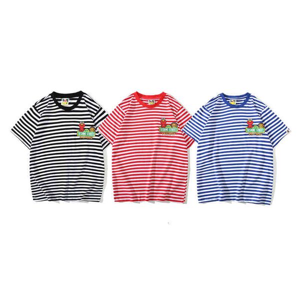 men's t-shirts trendy men's and women's leisure sesame street animation stripe round neck t-shirt i2x0, White;black 
men's t-shirts trendy men's and women's leisure sesame street animation stripe round neck t-shirt i2x0, White;black