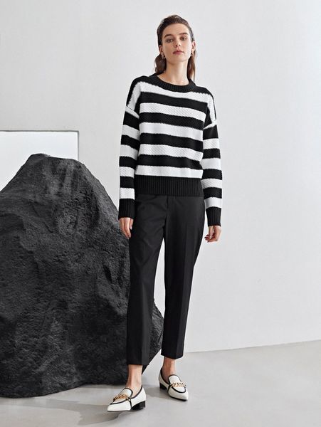 motf premium wool mix drop shoulder sweater g1zx#, White;black
motf premium wool mix drop shoulder sweater g1zx#, White;black