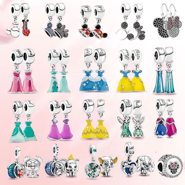 925 silver charm princess dress miss lady bead original fit pandora bracelet for women diy, Black
925 silver charm princess dress miss lady bead original fit pandora bracelet for women diy, Black