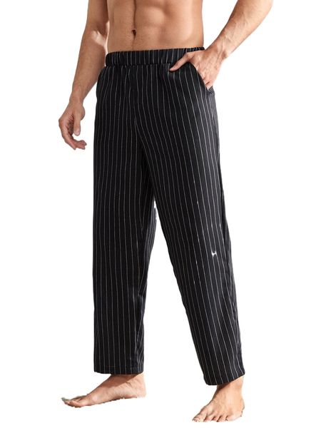 men striped print lounge pants y41k#, Black;brown