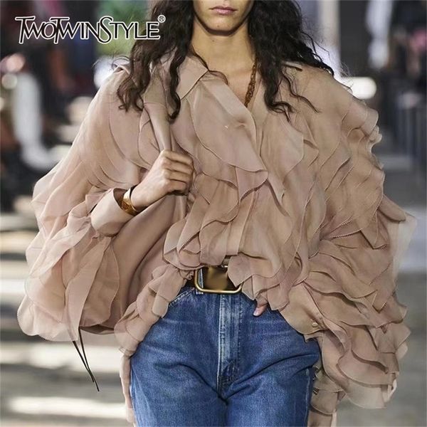 twotwinstyle elegant patchwork ruffle shirt for women lapel long sleeve lace up bowknot casual blouse female fashion 220810, White
twotwinstyle elegant patchwork ruffle shirt for women lapel long sleeve lace up bowknot casual blouse female fashion 220810, White