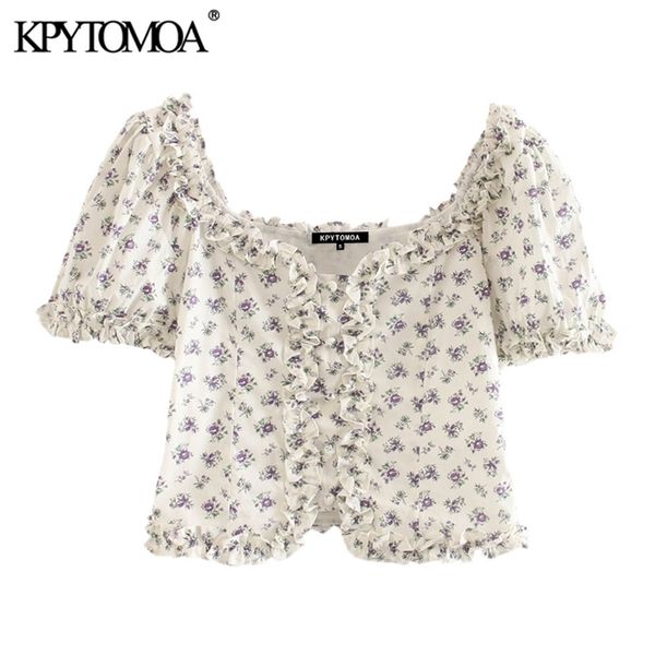 kpytomoa women sweet fashion floral print ruffled cropped blouses vintage square collar puff sleeve female shirts chic lj200811, White
kpytomoa women sweet fashion floral print ruffled cropped blouses vintage square collar puff sleeve female shirts chic lj200811, White