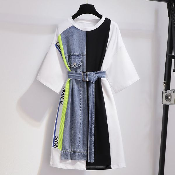 summer patchwork t shirt dress women korean ulzzang causal party dresses sashes streetwear plus size fake two piece dress -4xl, Black;gray
summer patchwork t shirt dress women korean ulzzang causal party dresses sashes streetwear plus size fake two piece dress -4xl, Black;gray