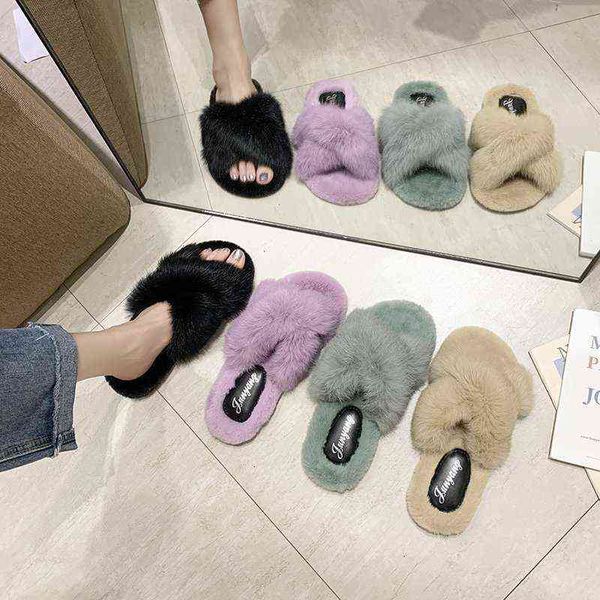women slippers rabbit fur slipper wear fashion cross plush in autumn and winter 2022 students lazy flat cotton 0718, Black
women slippers rabbit fur slipper wear fashion cross plush in autumn and winter 2022 students lazy flat cotton 0718, Black
