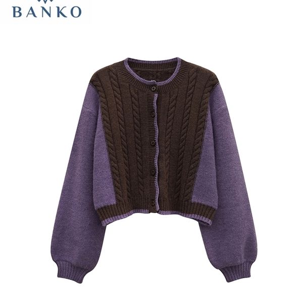 women autumn winter crewneck contrast color puff long sleeve knitwear coat loose casual lady knitted cardigan sweater 220817, White;black
women autumn winter crewneck contrast color puff long sleeve knitwear coat loose casual lady knitted cardigan sweater 220817, White;black