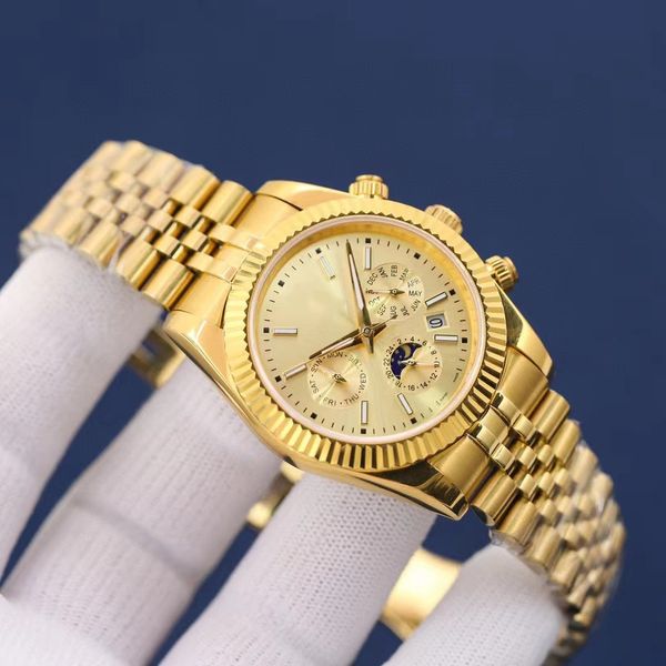 men's multi-function watch 9100 weeks month moon-phase kinetic energy function mechanical watch 316 steel double sapphire mirror, Slivery;brown
men's multi-function watch 9100 weeks month moon-phase kinetic energy function mechanical watch 316 steel double sapphire mirror, Slivery;brown