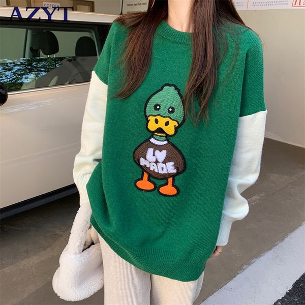 azyt japanese cartoon embroidery women sweater pullovers patchwork long sleeve knit jumpers female loose oversized sweater 2022, White;black
azyt japanese cartoon embroidery women sweater pullovers patchwork long sleeve knit jumpers female loose oversized sweater 2022, White;black