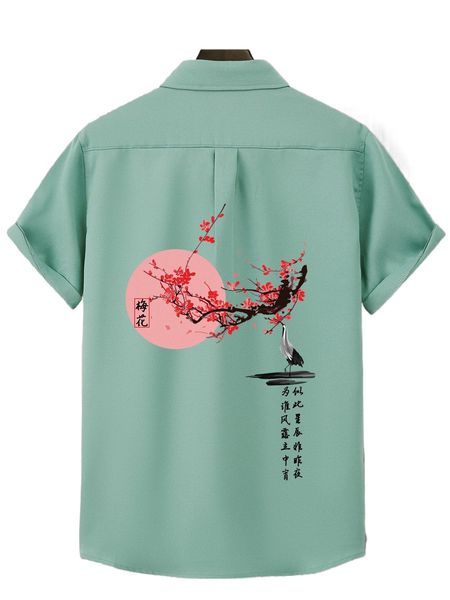 men plum & chinese letter graphic button through shirt without tee 26nx#, White;black
men plum & chinese letter graphic button through shirt without tee 26nx#, White;black