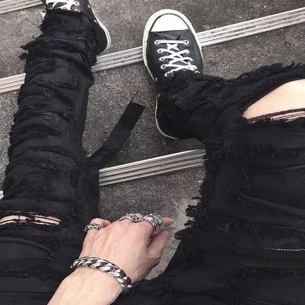 men's jeans burning brother heavy industry independent ro style dark paste cloth great damage wax brushed elastic denim pants water was, Blue
men's jeans burning brother heavy industry independent ro style dark paste cloth great damage wax brushed elastic denim pants water was, Blue