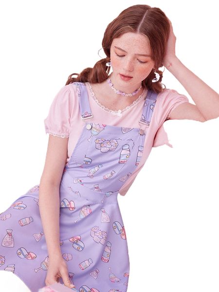 kawaii cartoon print pinafore dress without tee 89qg#, Black;gray
kawaii cartoon print pinafore dress without tee 89qg#, Black;gray