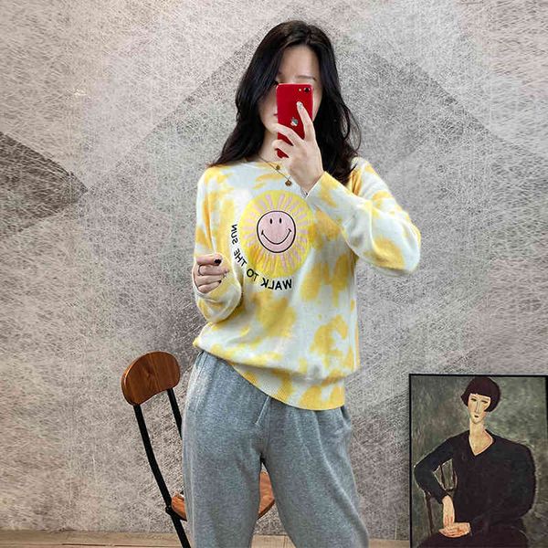 women's sweaters correct version s autumn tie dyed smiling face letter sweater women's round neck loose college style thin, White;black
women's sweaters correct version s autumn tie dyed smiling face letter sweater women's round neck loose college style thin, White;black