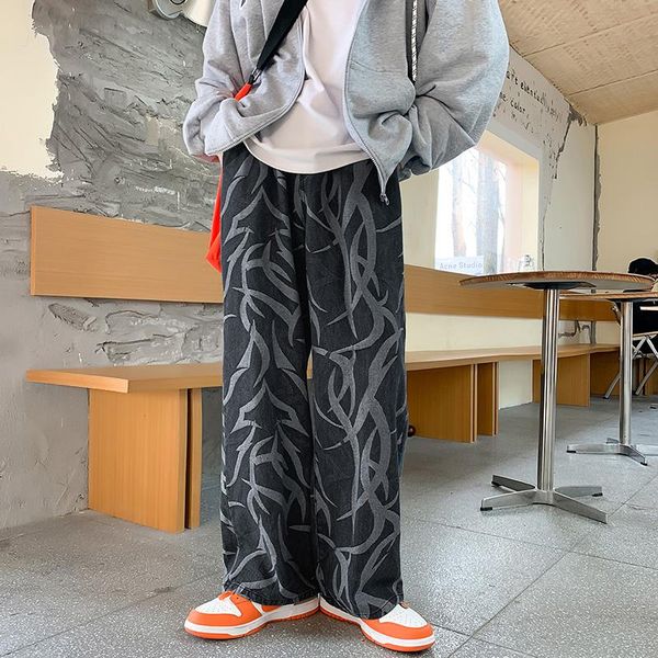 men's jeans 2022 spring men's printed denim pants straight casual fashion streetwear japan style retro drawstring mopping trousers, Blue
men's jeans 2022 spring men's printed denim pants straight casual fashion streetwear japan style retro drawstring mopping trousers, Blue