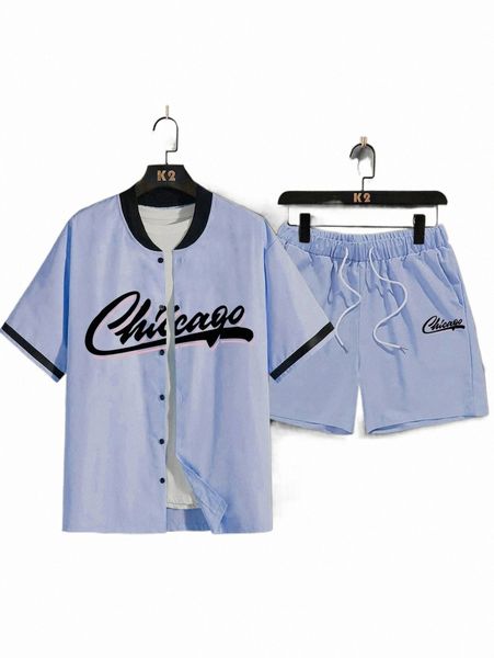 men letter graphic baseball shirt & drawstring waist shorts without tee c4eh#, Gray
men letter graphic baseball shirt & drawstring waist shorts without tee c4eh#, Gray