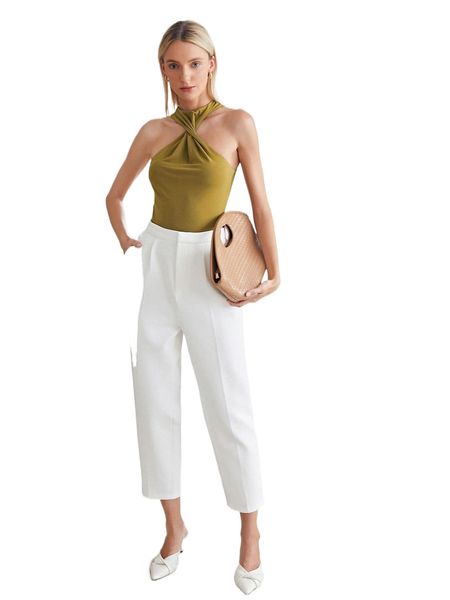 motf premium cotton cropped tailored pants 78zt#, Black;white