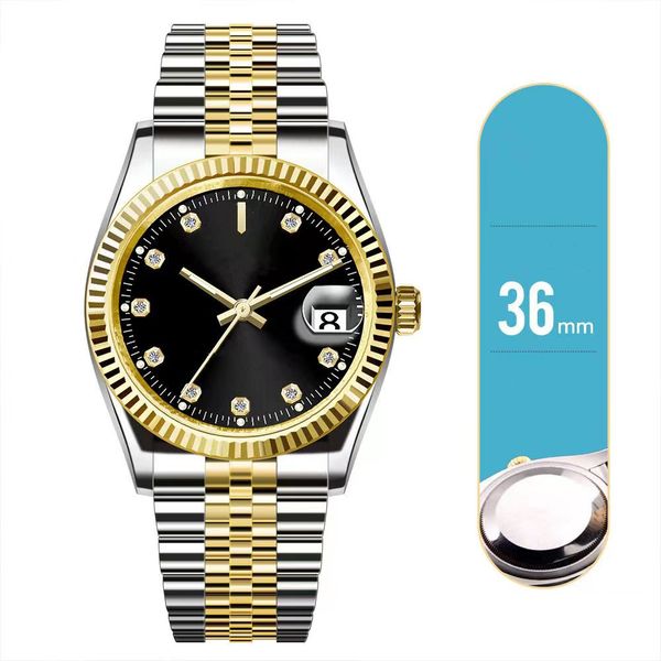 watches - automatic mechanical 2813 date 36mm stainless steel triangle pit bezel watch gold dial super luminous & ladies waterproof happy ne, Slivery;brown
watches - automatic mechanical 2813 date 36mm stainless steel triangle pit bezel watch gold dial super luminous & ladies waterproof happy ne, Slivery;brown