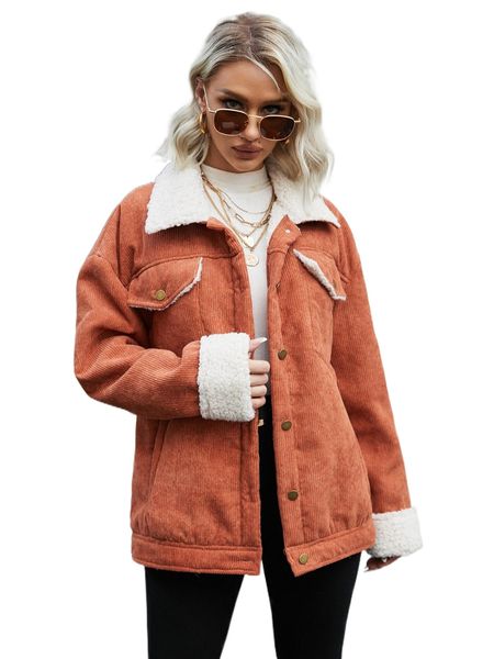 borg collar drop shoulder flap pocket teddy lined corduroy coat 07dy#, Black
borg collar drop shoulder flap pocket teddy lined corduroy coat 07dy#, Black