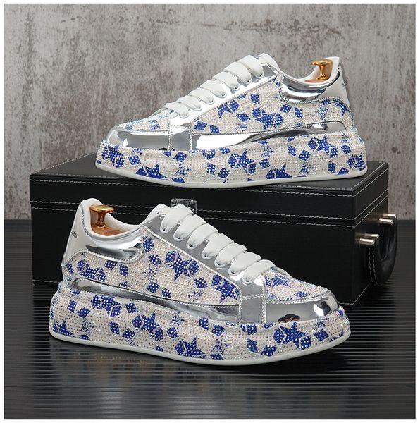 Charm Men's Colorful Rhinestones Designer Causal Platform Shoes Flats Moccasins Male Rock Punk Hip Hop Mixed Sneakers Footwear 636, White blue
Charm Men's Colorful Rhinestones Designer Causal Platform Shoes Flats Moccasins Male Rock Punk Hip Hop Mixed Sneakers Footwear 636, White blue