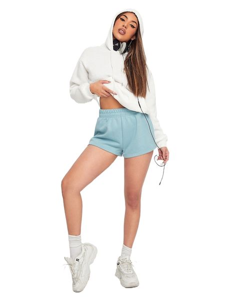 elastic waist sweat shorts t7ko#, White;black