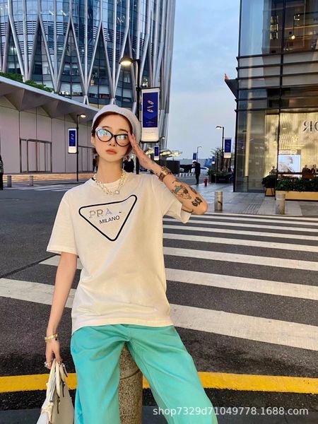 women's t-shirt designer pd2022 summer new heavy industry rivet letter printing simple and versatile round neck short sleeve women', White
women's t-shirt designer pd2022 summer new heavy industry rivet letter printing simple and versatile round neck short sleeve women', White
