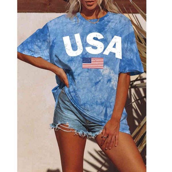 spring and summer new tie dye t-shirt women's independence day flag usa printed short sleeve, Black;white
spring and summer new tie dye t-shirt women's independence day flag usa printed short sleeve, Black;white
