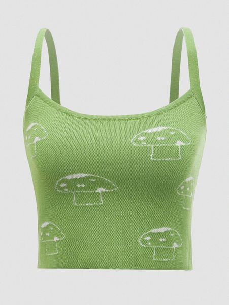 mod mushroom pattern cami knit p7yu#, White;black