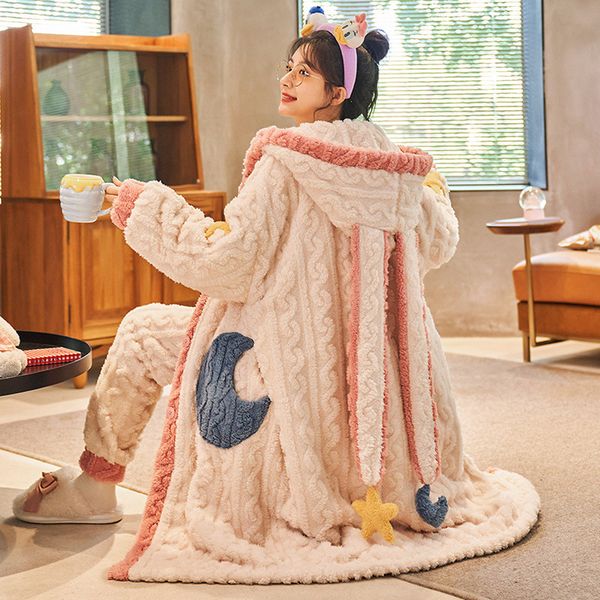 women's sleepwear thick winter pajamas for women cartoon sleepwear robe pan 220823, Black;red
women's sleepwear thick winter pajamas for women cartoon sleepwear robe pan 220823, Black;red