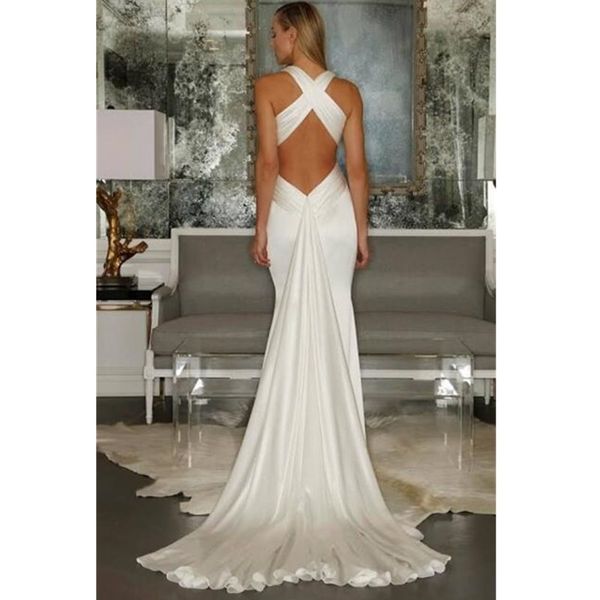 2022 modest hippie wedding dresses v neck sleeveless bohemian satin mermaid bridal gowns country vestido de novia, White
2022 modest hippie wedding dresses v neck sleeveless bohemian satin mermaid bridal gowns country vestido de novia, White