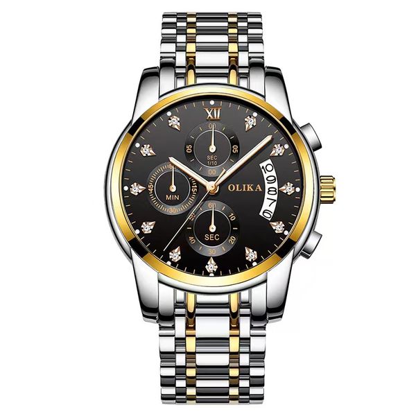 fashion men's watch quartz movement 40mm stainless steel strap alloy case with calendar movement six-pin multi-function dial with box, Silver
fashion men's watch quartz movement 40mm stainless steel strap alloy case with calendar movement six-pin multi-function dial with box, Silver