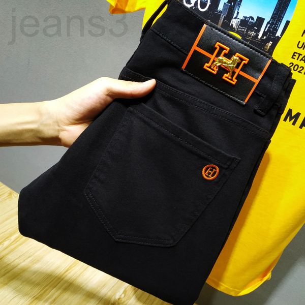 men's jeans designer 2021 pure black men's jeans autumn style comfortable elastic slim fit small feet plush trendy pants ec97, Blue
men's jeans designer 2021 pure black men's jeans autumn style comfortable elastic slim fit small feet plush trendy pants ec97, Blue