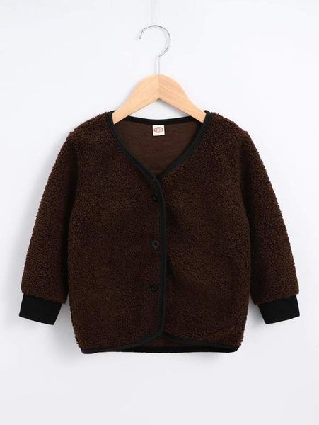 toddler boys contrast binding fleece coat she, Blue;gray
