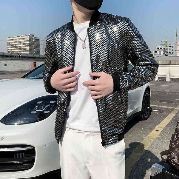 2022 summer sequined bomber jacket men shiny sequins long sleeve glitter zipper coat hip hop night club stage streetwear coats y220803, Black;brown
2022 summer sequined bomber jacket men shiny sequins long sleeve glitter zipper coat hip hop night club stage streetwear coats y220803, Black;brown